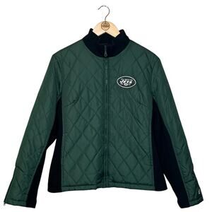 VTG New York Jets Jacket Embroidered Winter Quilted NFL Football Women's Large